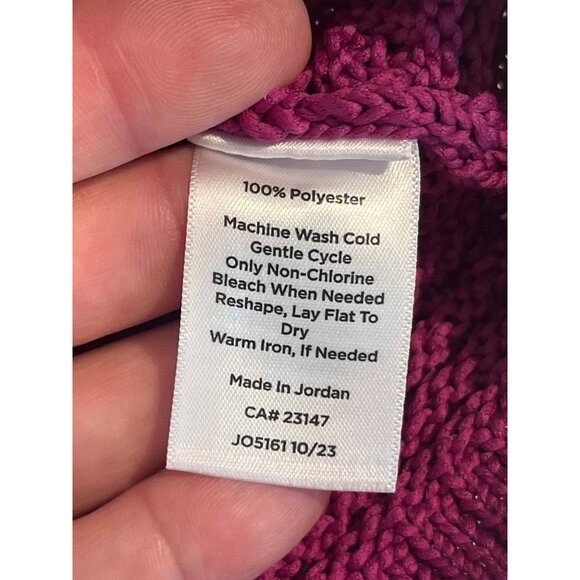 Talbots Womens XS Fuchsia Crochet Knit Cardigan With Gold Button Closure & Front - Picture 10 of 10